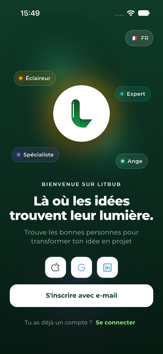 L'écran d'accueil de l'application Litbub